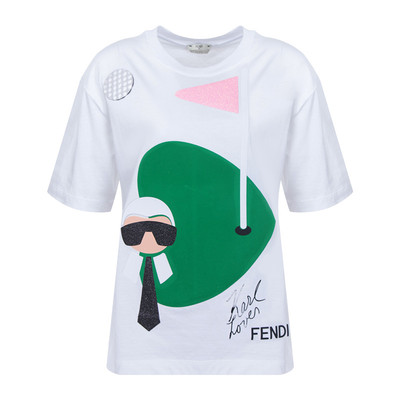 fendi/芬迪 18秋冬 绿色爱心老佛爷印花圆领女士短袖t恤